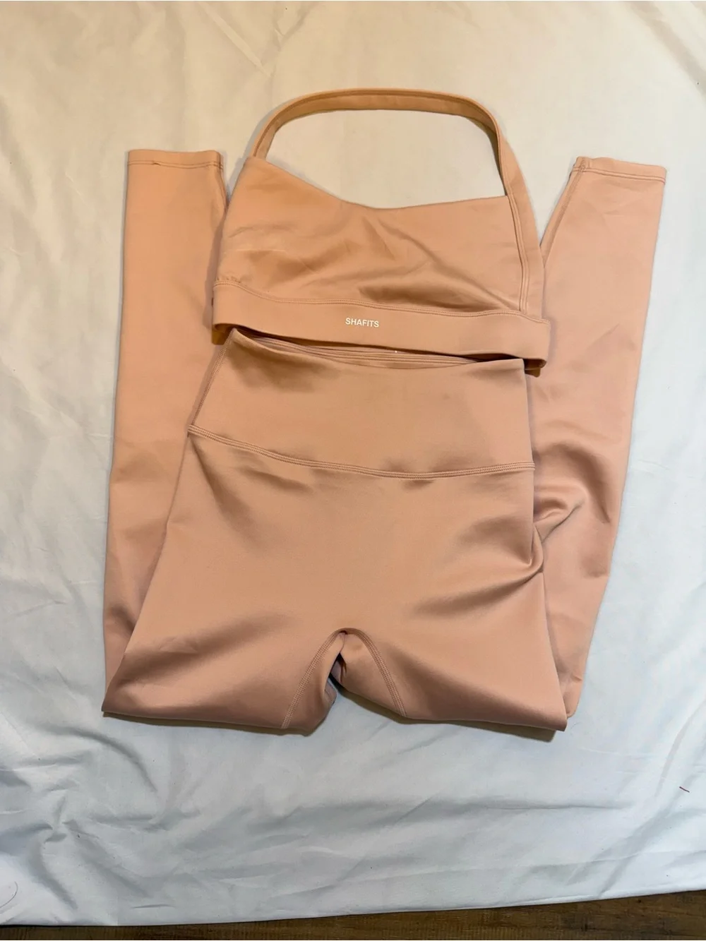 Women's High-Waist Leggings & Sports Bra Set in Blush